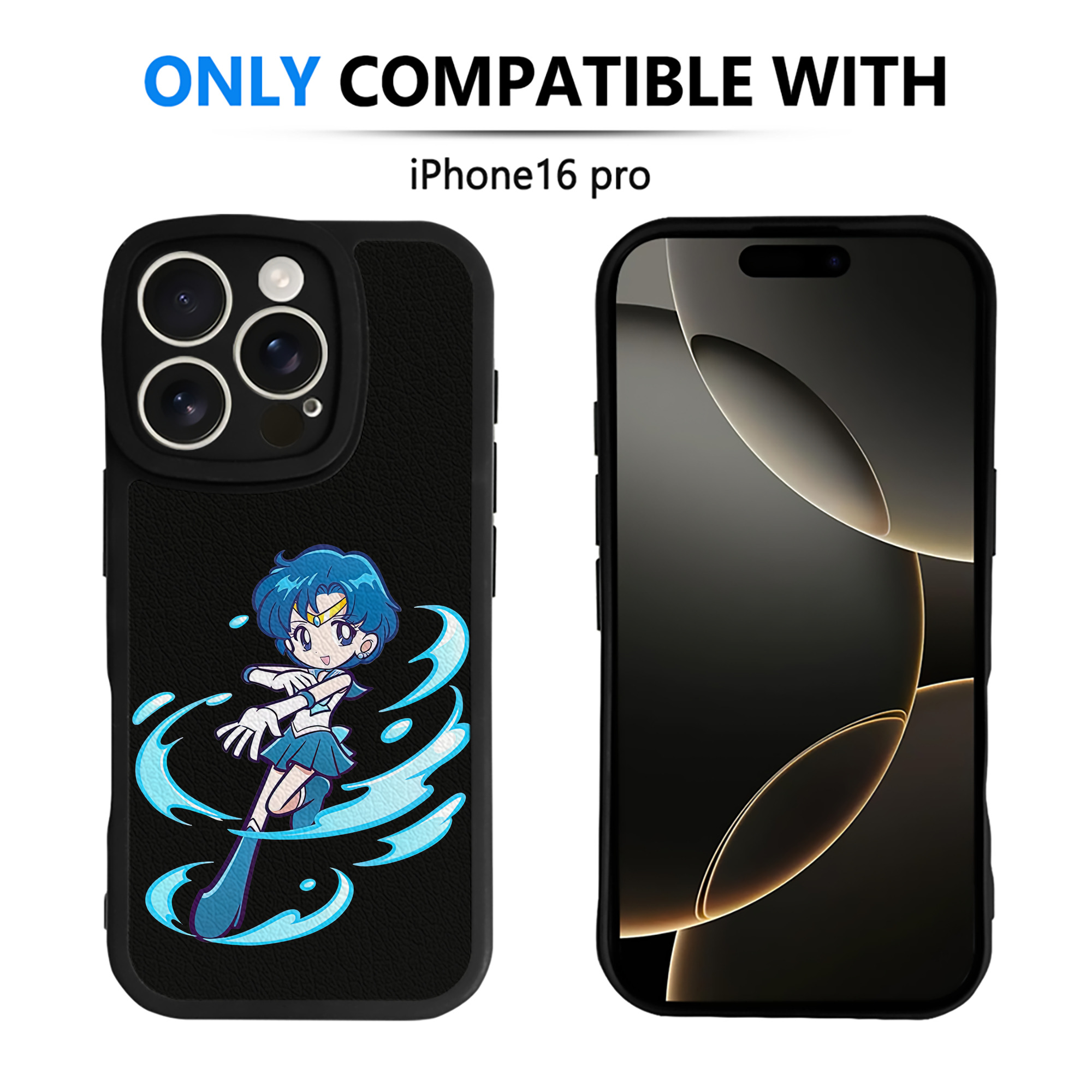 （画像用） 美少女戦士セーラームーン 水野 亜美 みずの あみ Sailor Moon Mizuno Ami 【iPhone 16シリーズ対応】シリコンスマホケース（レザー調） 材質：シリコン